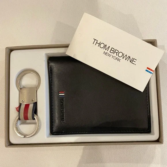 Thom Browne Wallet & Key Chain Gift Set - Picture 2 of 2